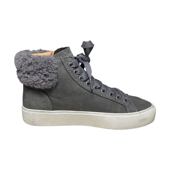 UGG Briena Mid Top Leather Sneaker Boots Shoes Zip Lace Up Gray Women's Size 7 - Picture 4 of 11